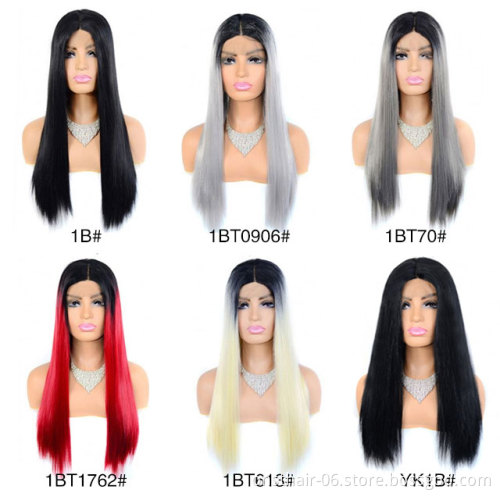 2020 New Production 23inch Synthetic Lace Front Wig Blonde Side Part Cosplay Wig Long Straight Hair Wig Natural for Women Short